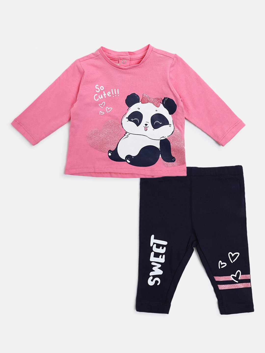 

Chicco Girls Printed Long Sleeves Top with Leggings, Pink