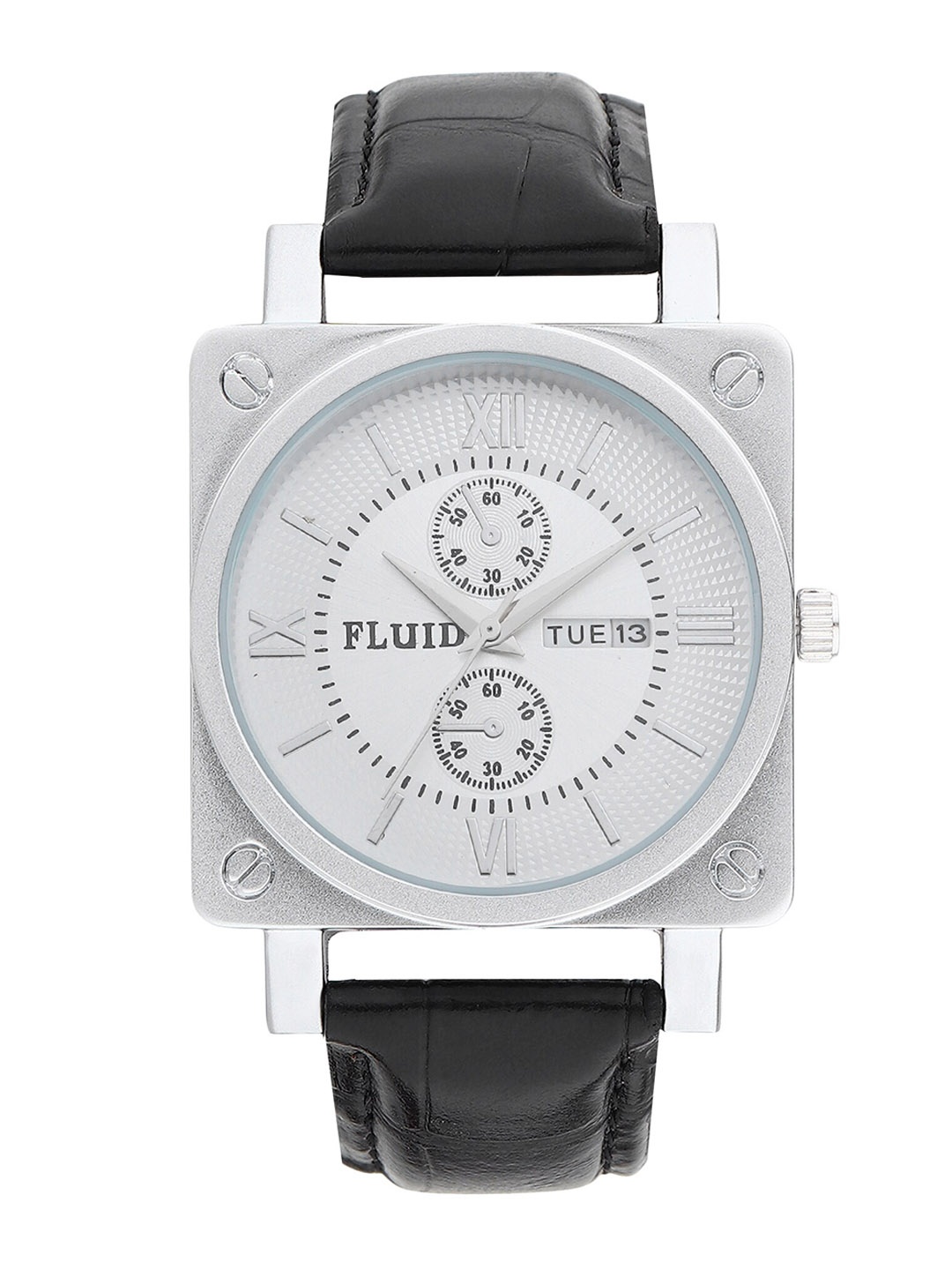 

FLUID Men Leather Straps Analogue Watch & Multistrand Bracelet FL-Gift Set-67, White