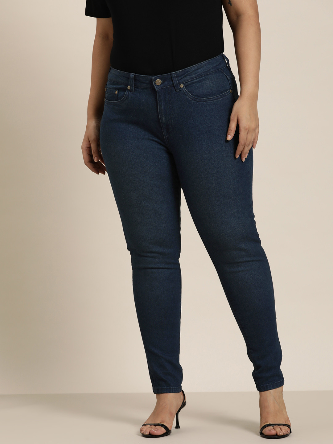 

Sztori Women Plus Size Skinny Fit Stretchable Jeans, Navy blue