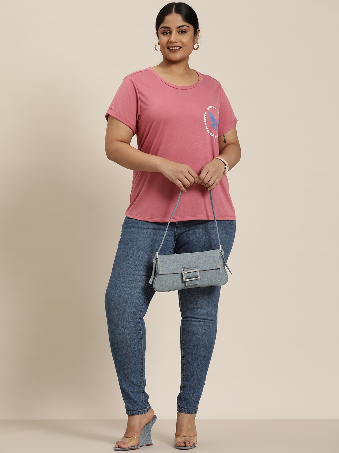 

Sztori Women Plus Size Skinny Fit Light Fade Stretchable Jeans, Blue