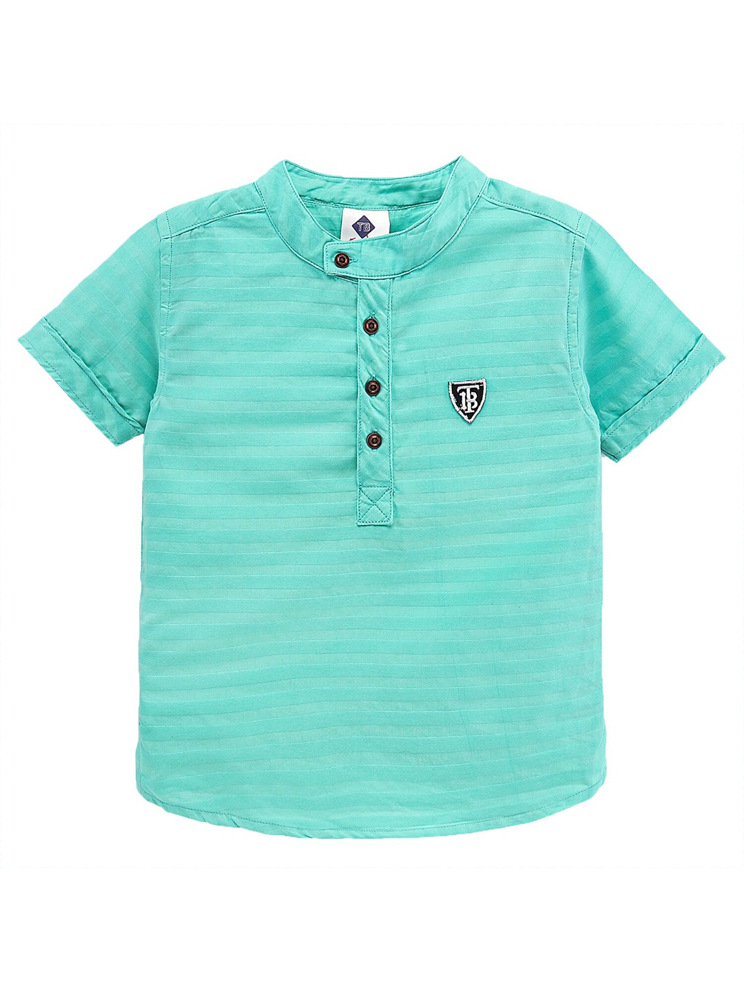 

TONYBOY Boys Striped Pure Cotton Casual Shirt, Sea green