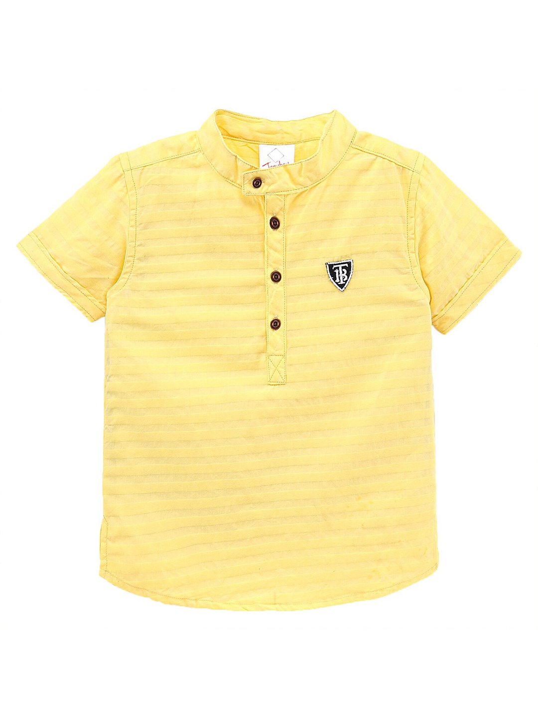 

TONYBOY Boys Horizontal Stripes Cotton Casual Shirt, Yellow