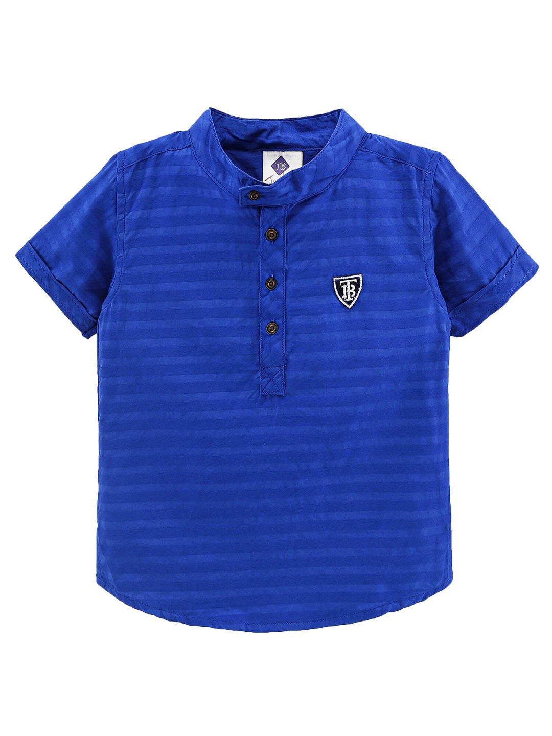

TONYBOY Boys Premium Horizontal Striped Pure Cotton Casual Shirt, Blue