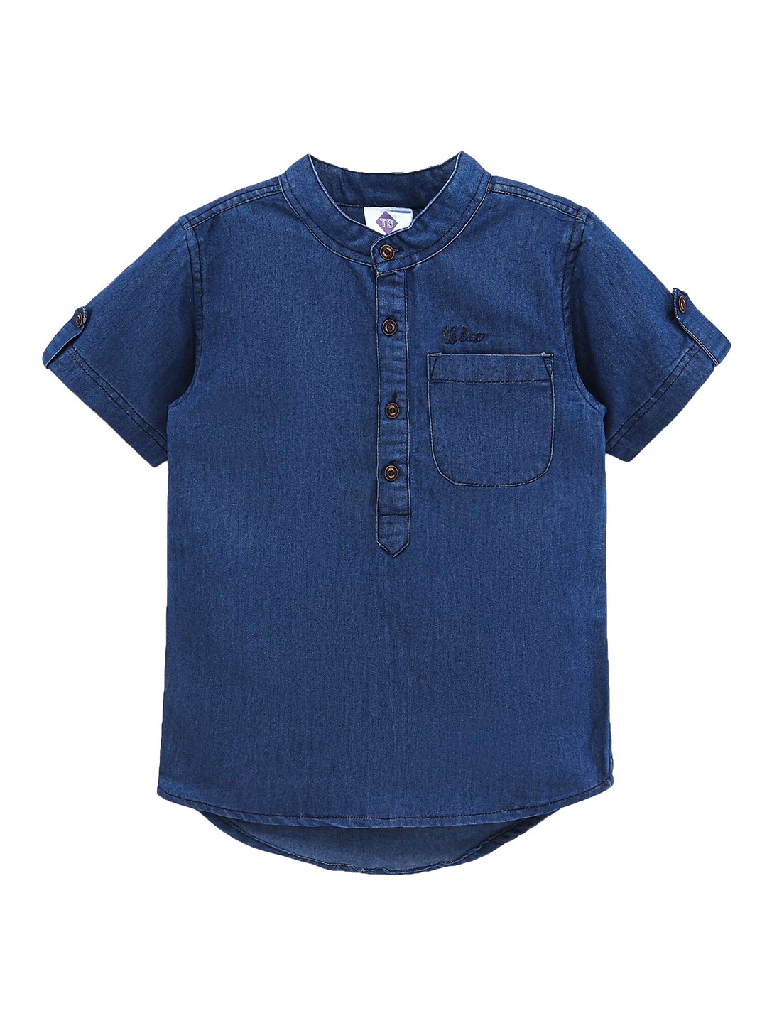 

TONYBOY Boys Premium Casual Denim Shirt, Navy blue