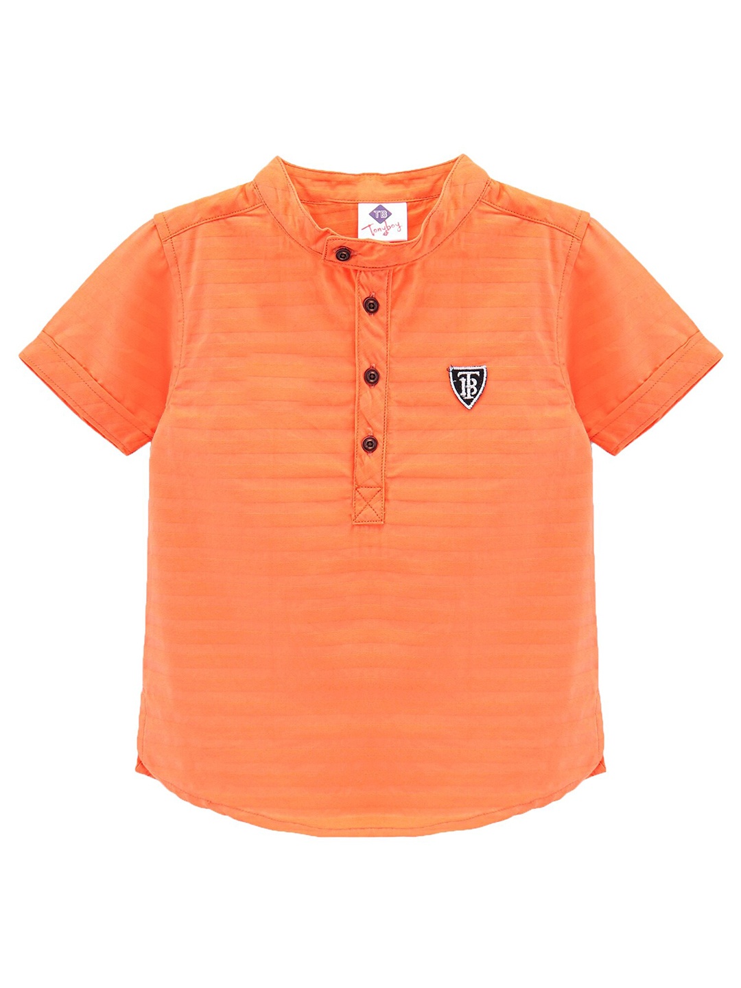 

TONYBOY Boys Striped Premium Pure Cotton Casual Shirt, Orange