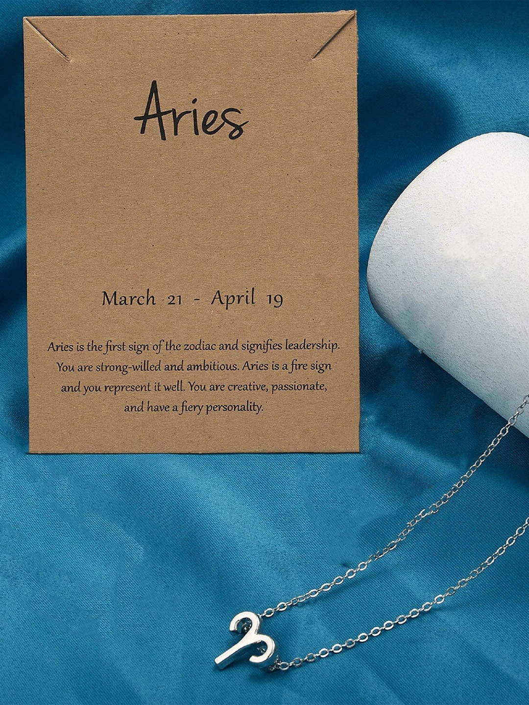 

Pinapes Set of 2 Silver-Plated Aries & Aquarius Oxidized Necklace