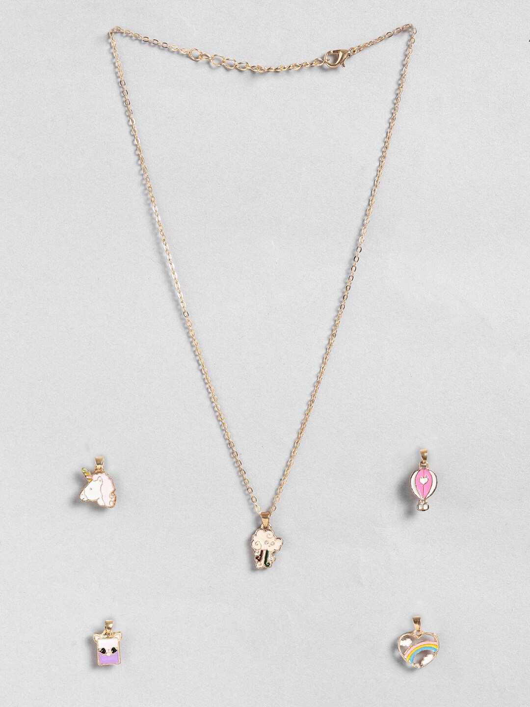 

EL REGALO Girls Gold-Plated Necklace With 4 Pendants