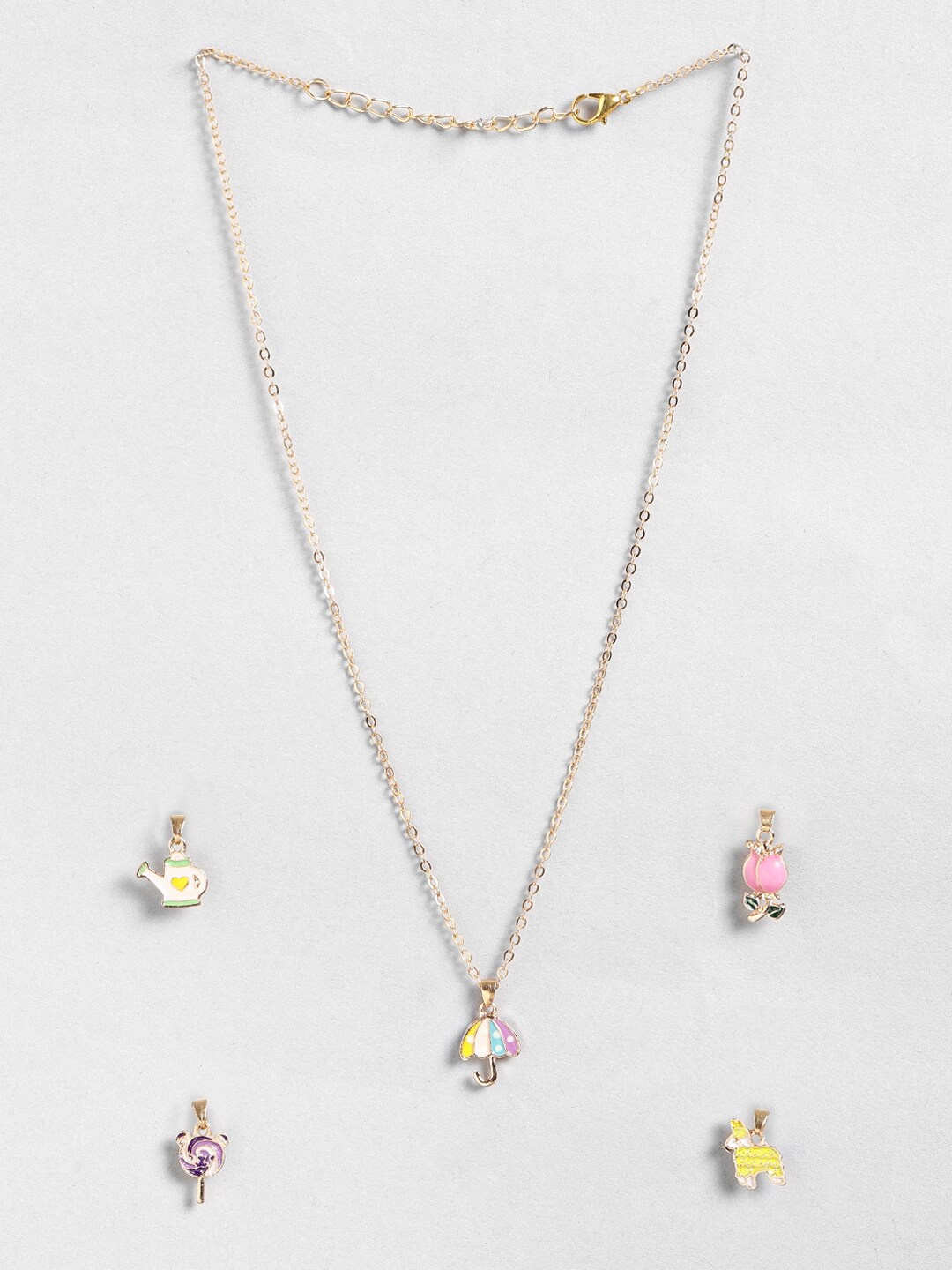 

EL REGALO Girls Gold-Plated Necklace With 4 Pendants