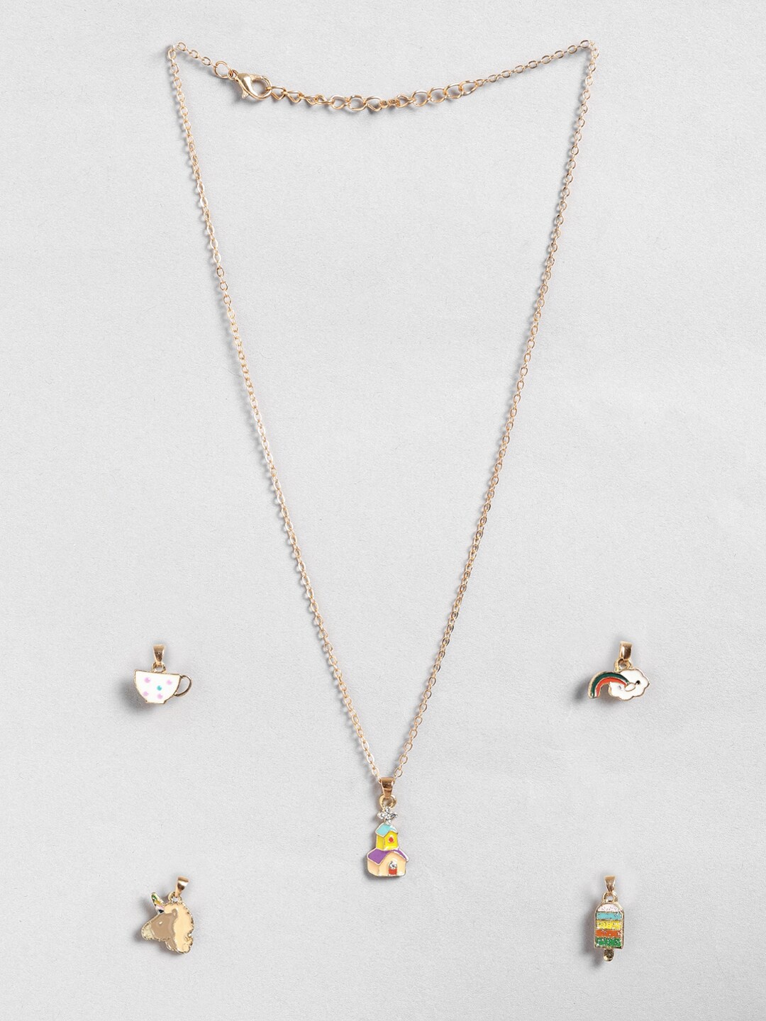 

EL REGALO Girls Gold-Plated Necklace With 4 Pendants