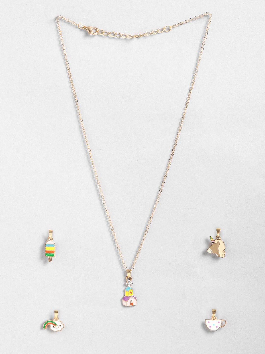 

EL REGALO Girls Gold-Plated Necklace With 4 Pendants