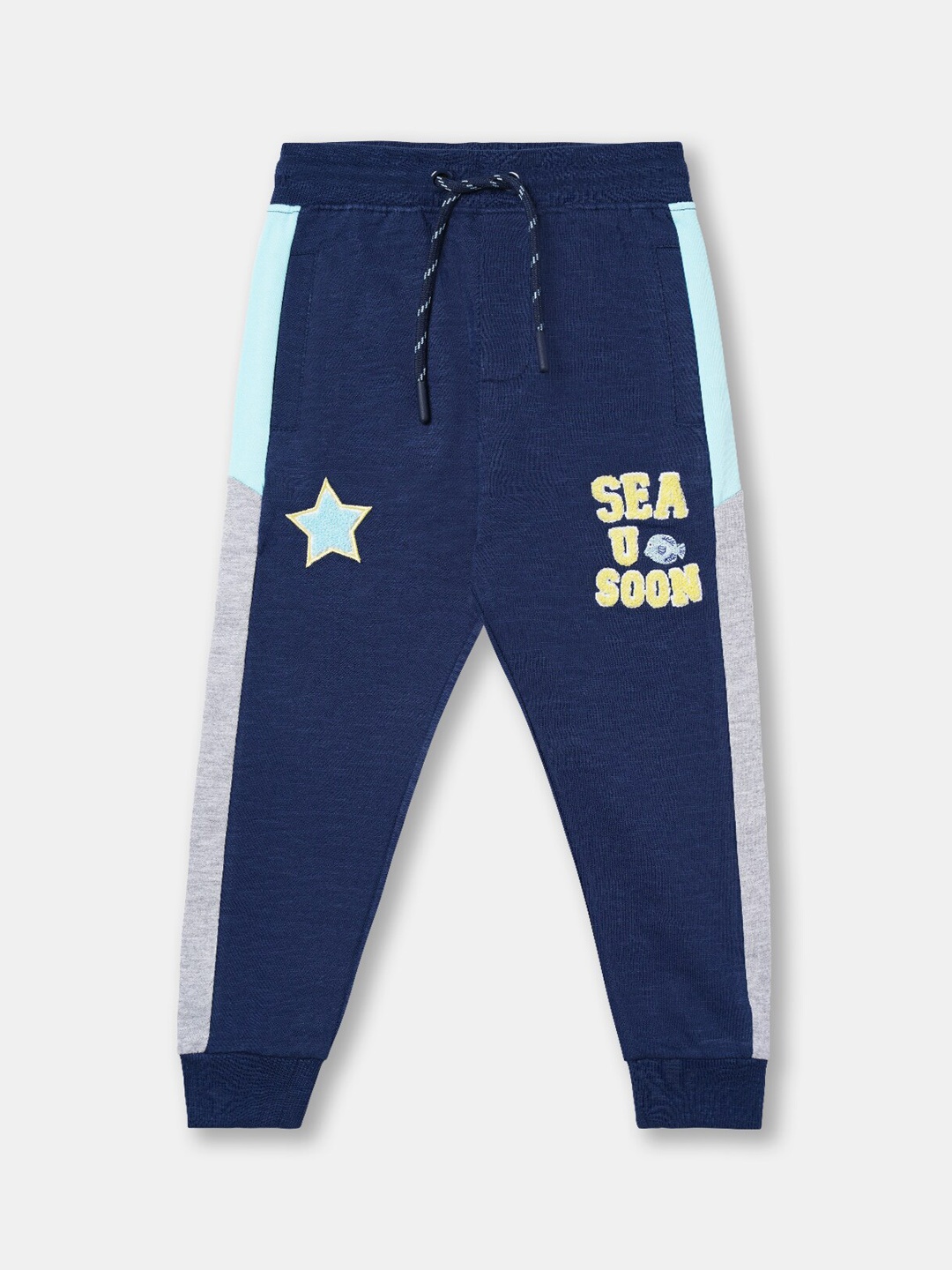 

R&B Boys Color-Blocked Cotton Joggers, Blue