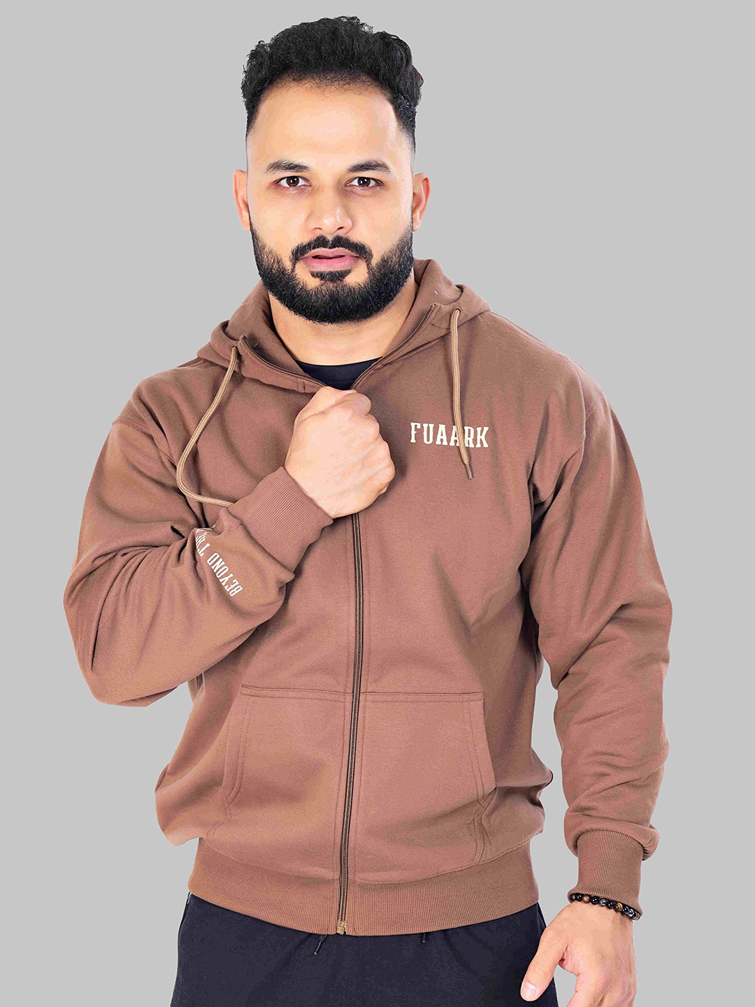 

FUAARK Hooded Oversized Anti Odour Bomber Jacket, Brown