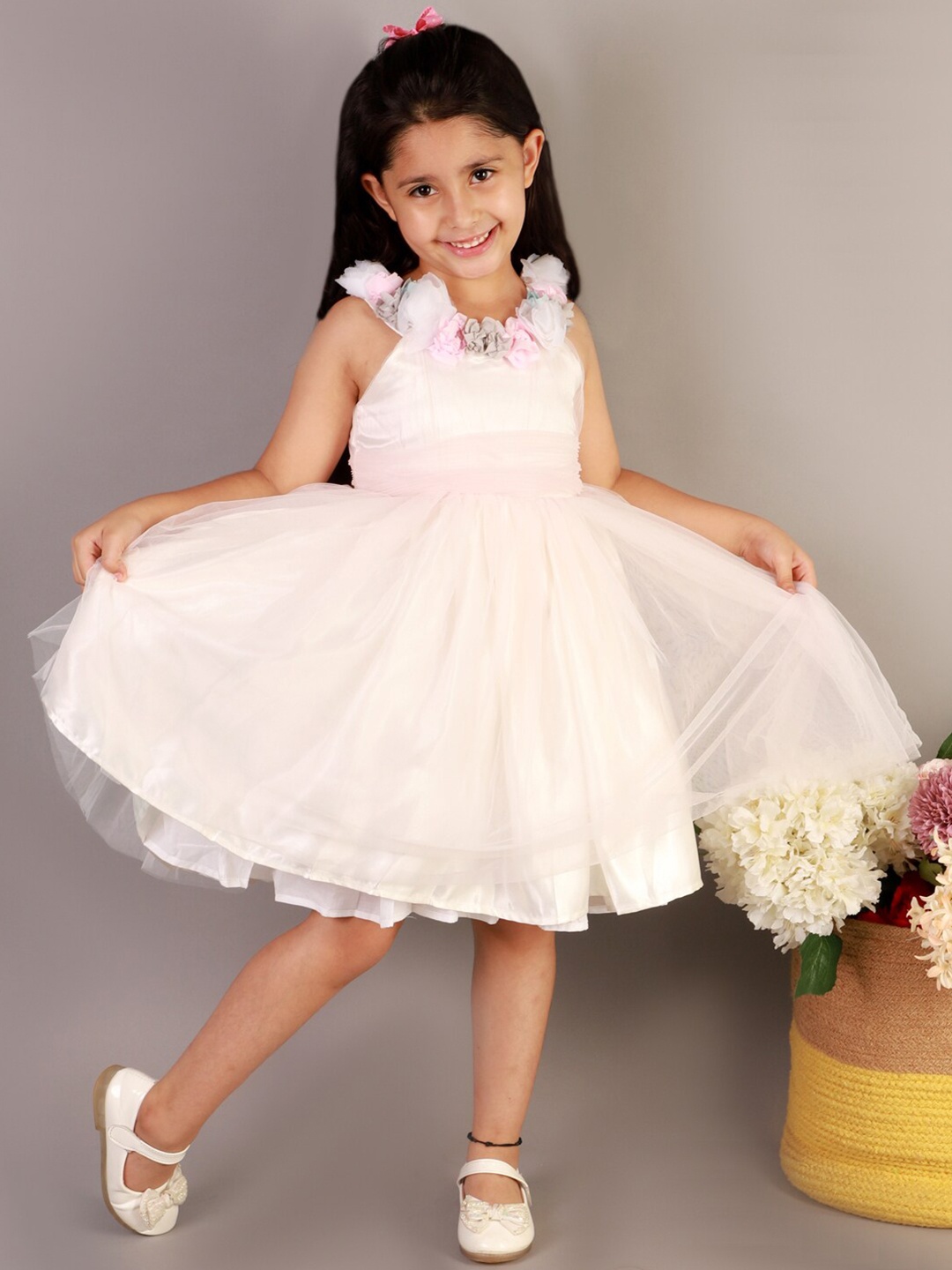 

KidsDew Girls Sleeveless Peplum Dress, White