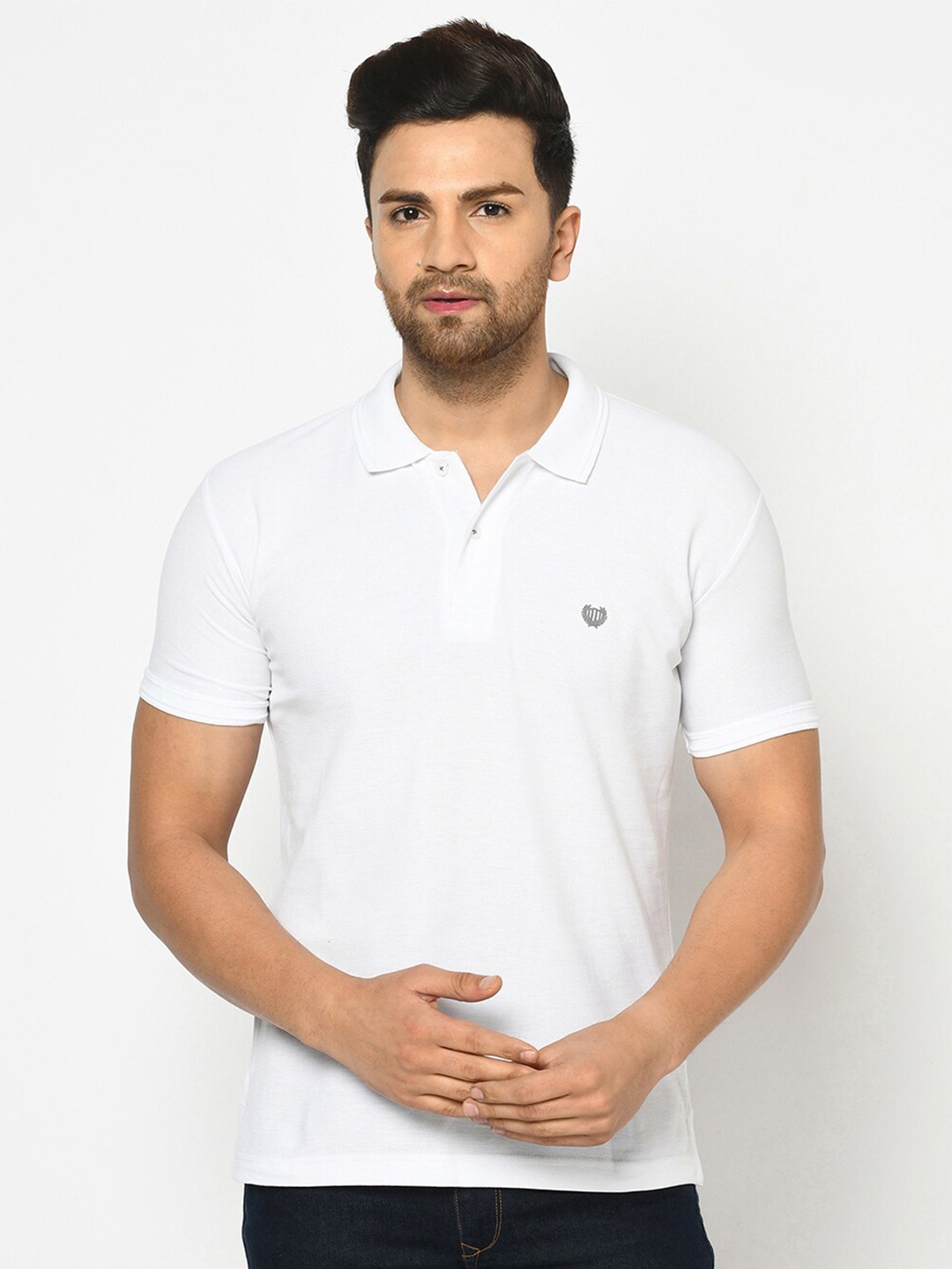 

Duke Short Sleeve Polo Collar Slim Fit Cotton T-shirt, White