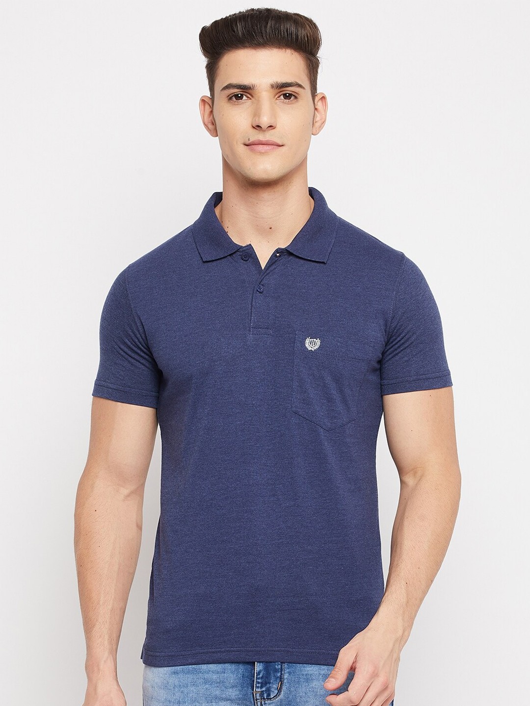 

Duke Polo Collar Slim Fit Cotton T-shirt, Navy blue