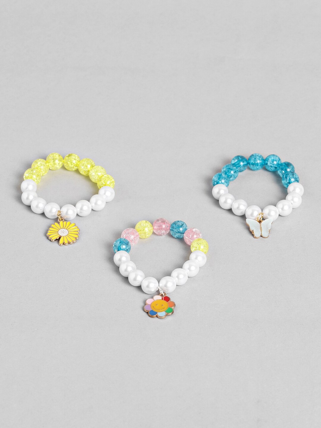 

EL REGALO Girls Set Of 3 Elasticated Bracelet, White