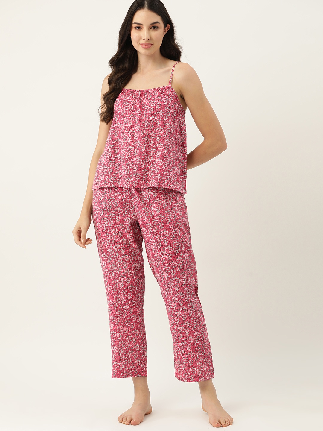 

ETC Women Floral Printed Pyjama Set, Pink