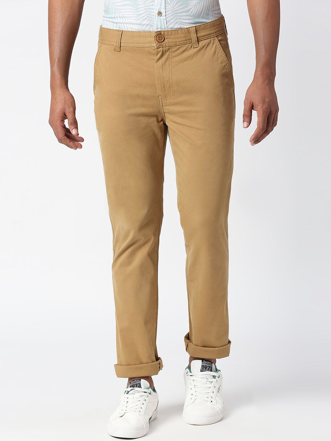 

Pepe Jeans Men Cotton Slim Fit Chinos Trousers, Khaki