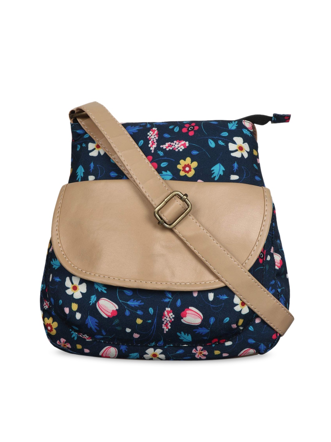 

Lychee bags Floral Printed Structured Sling Bag, Blue