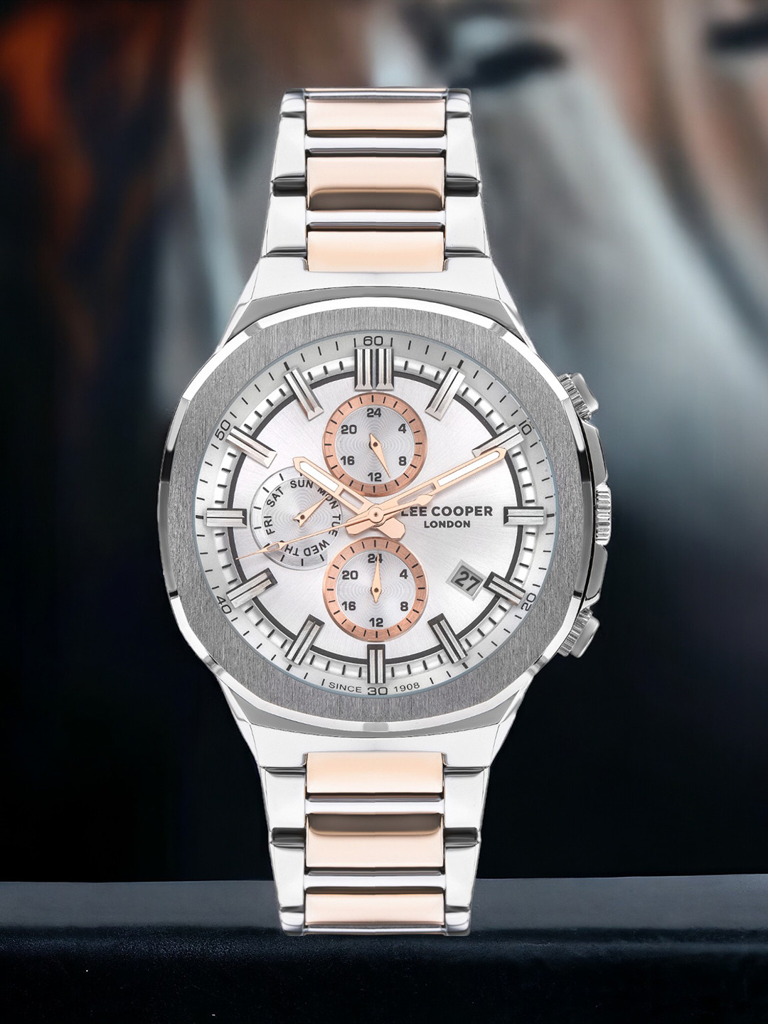

Lee Cooper Men Stainless Steel Bracelet Style Straps Analogue Multi Function Watch, Silver