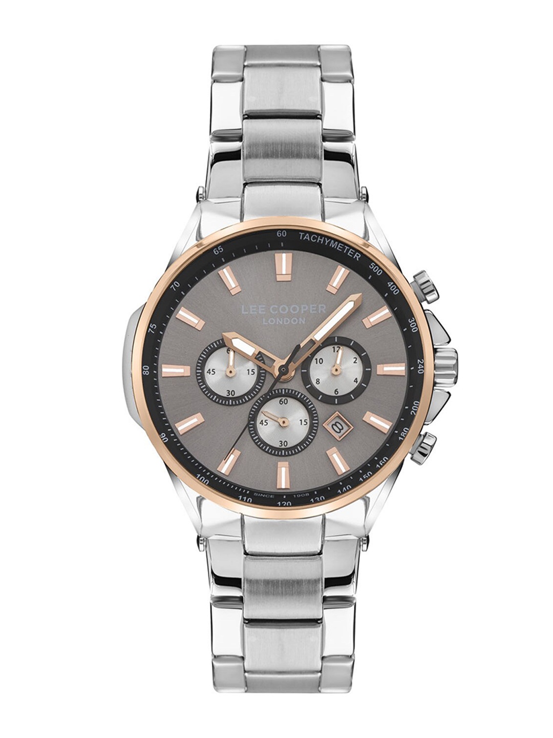 

Lee Cooper Men Brass Embellished Dial & Style Straps Analogue Chronograph Watch-LC07381, Grey