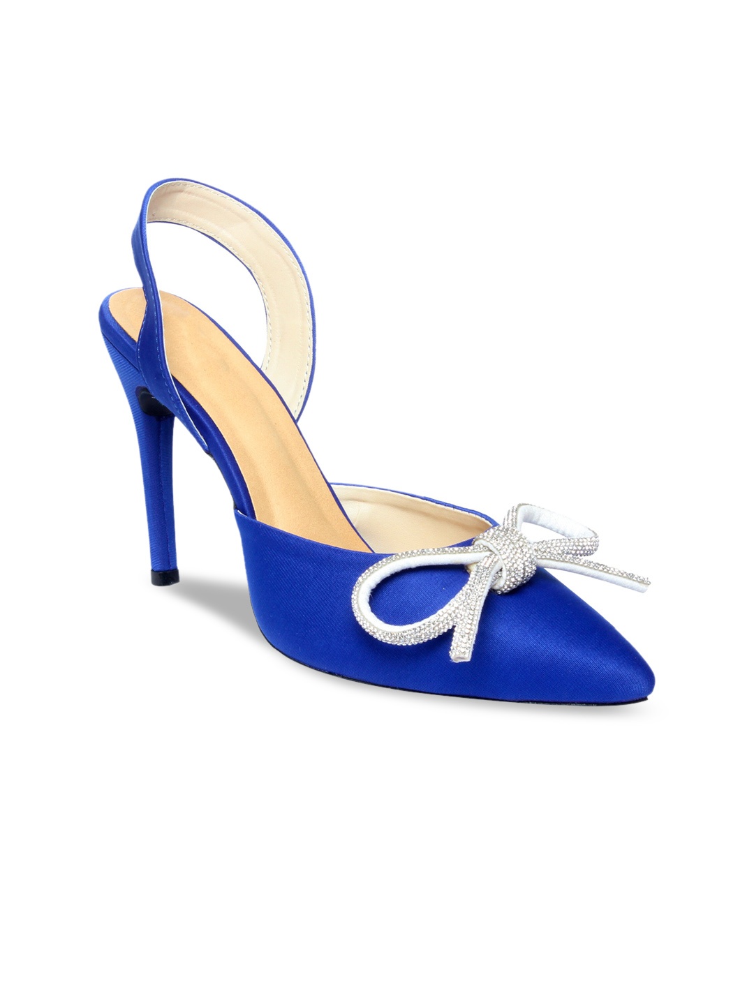 

Glitzy Galz Pointed-Toe Bow-Detail Backstrap Stiletto Pumps, Blue