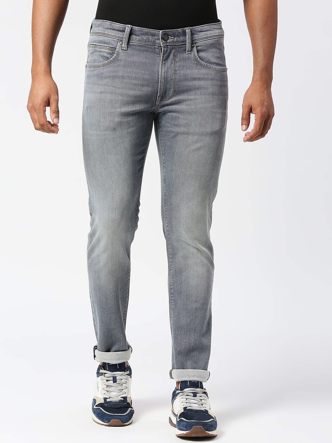 

Pepe Jeans Men Tapered Fit Low-Rise Low Distress Heavy Fade Jeans, Blue