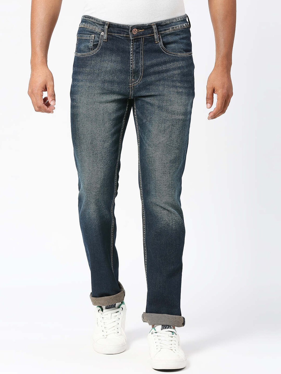 

Pepe Jeans Men Straight Fit Heavy Fade Cotton Jeans, Blue