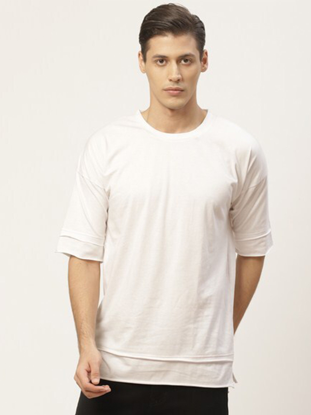 

PAUSE SPORT Round Neck Drop-Shoulder Cotton T-shirt, White