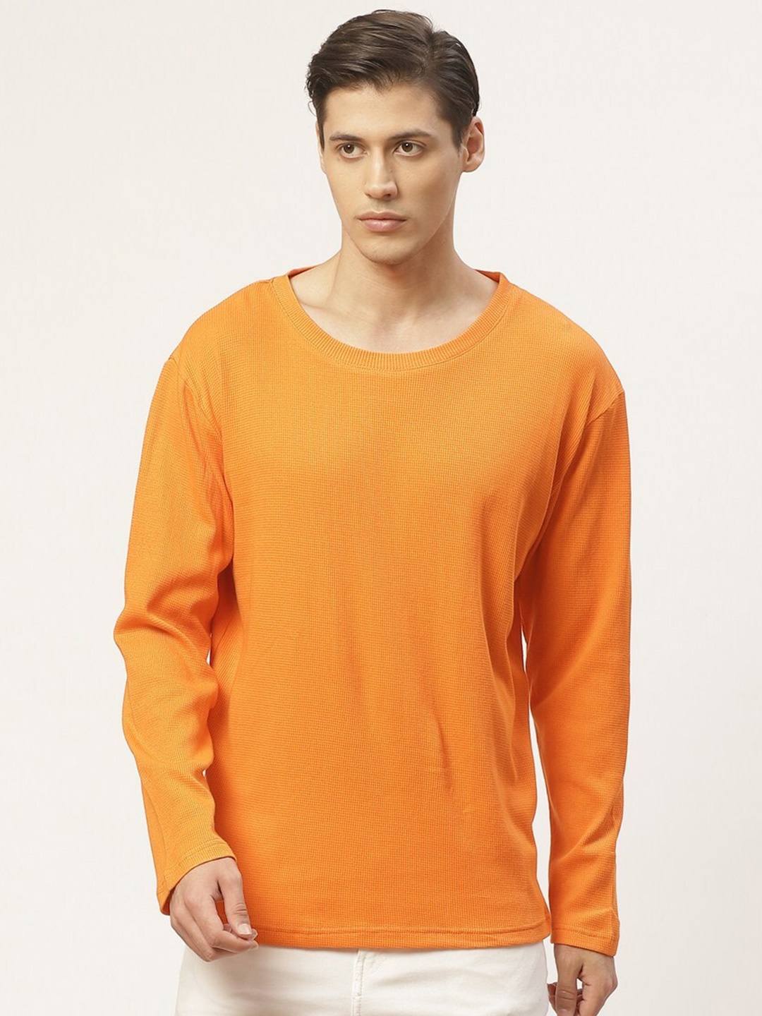 

PAUSE SPORT Regular Fit Round Neck Cotton T-shirt, Orange