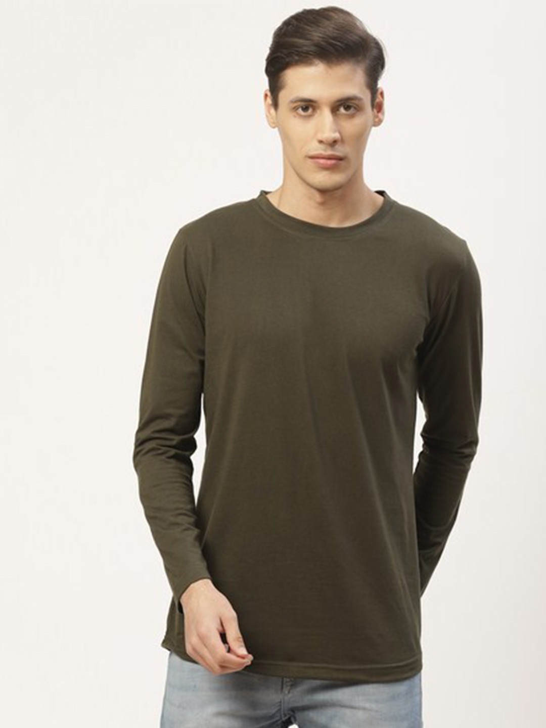 

PAUSE SPORT Round Neck Cotton T-shirt, Olive