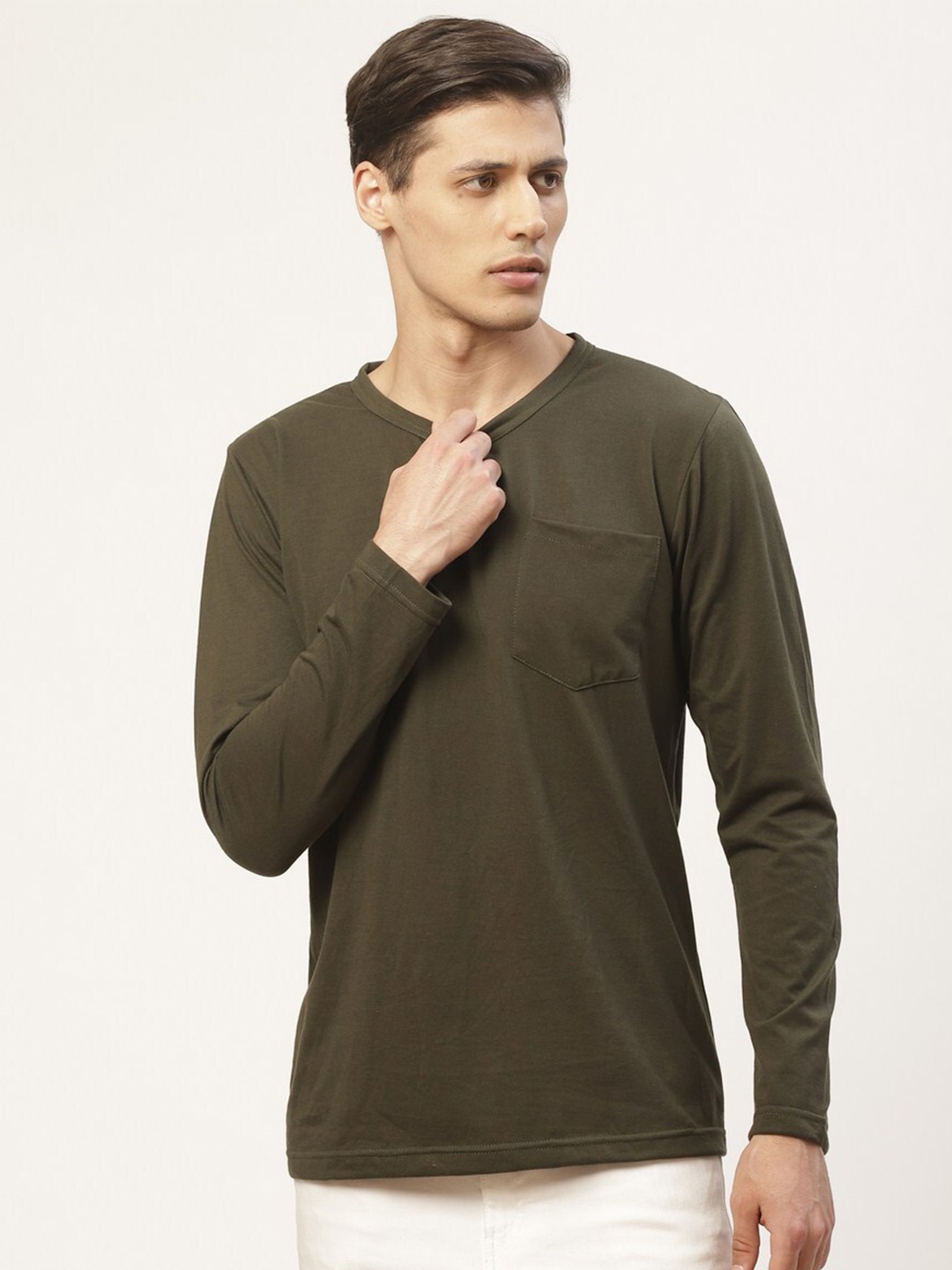 

PAUSE SPORT Long Sleeves Cotton T-shirt, Olive