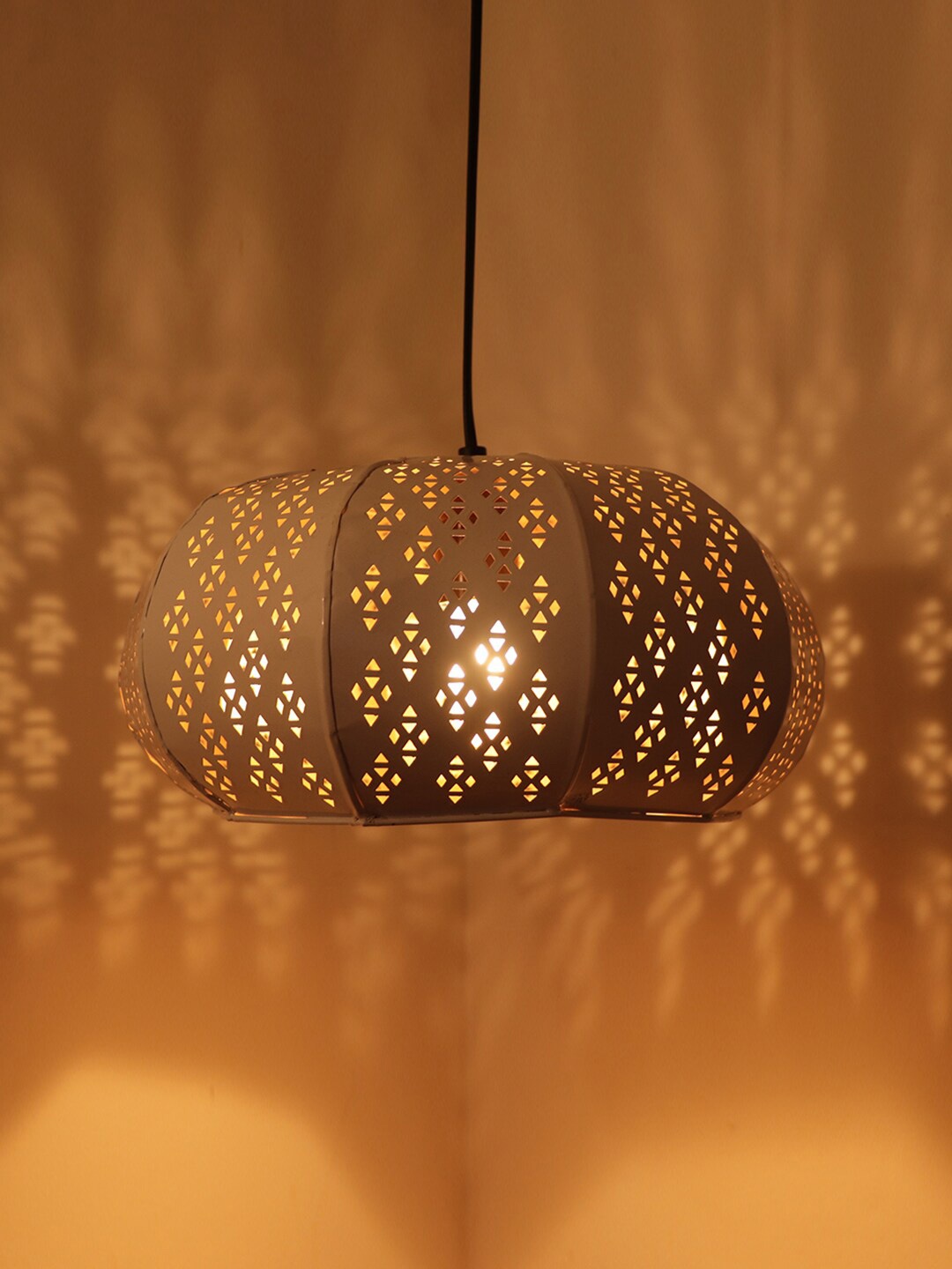 

ExclusiveLane Moroccan Heritage White Hanging Pendant Lamp In Iron