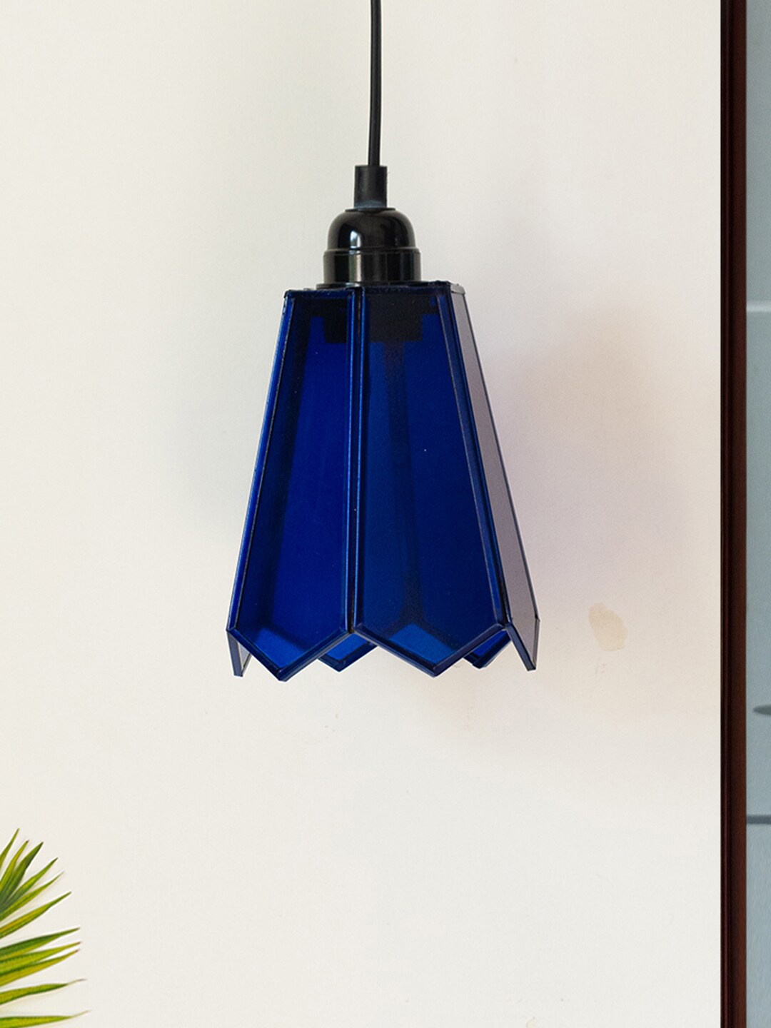 

ExclusiveLane Glass Magnificence Navy Blue & Black Conical Hanging Pendant Lamp