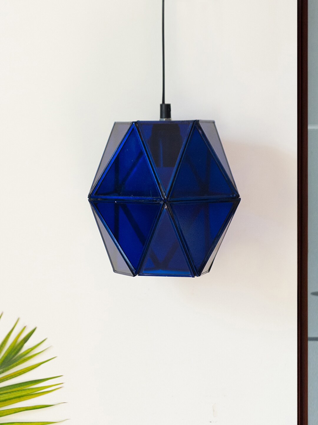 

ExclusiveLane Blue Glass Flares Hexagonal Hanging Pendant Lamp
