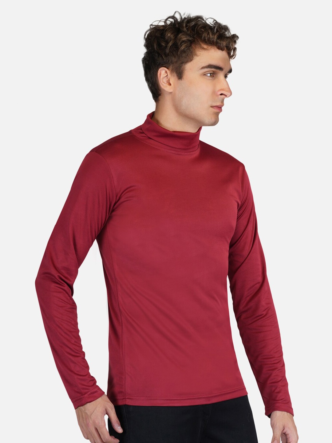 

CLAFOUTIS Turtle Neck Long Sleeves Slim Fit T-shirt, Maroon