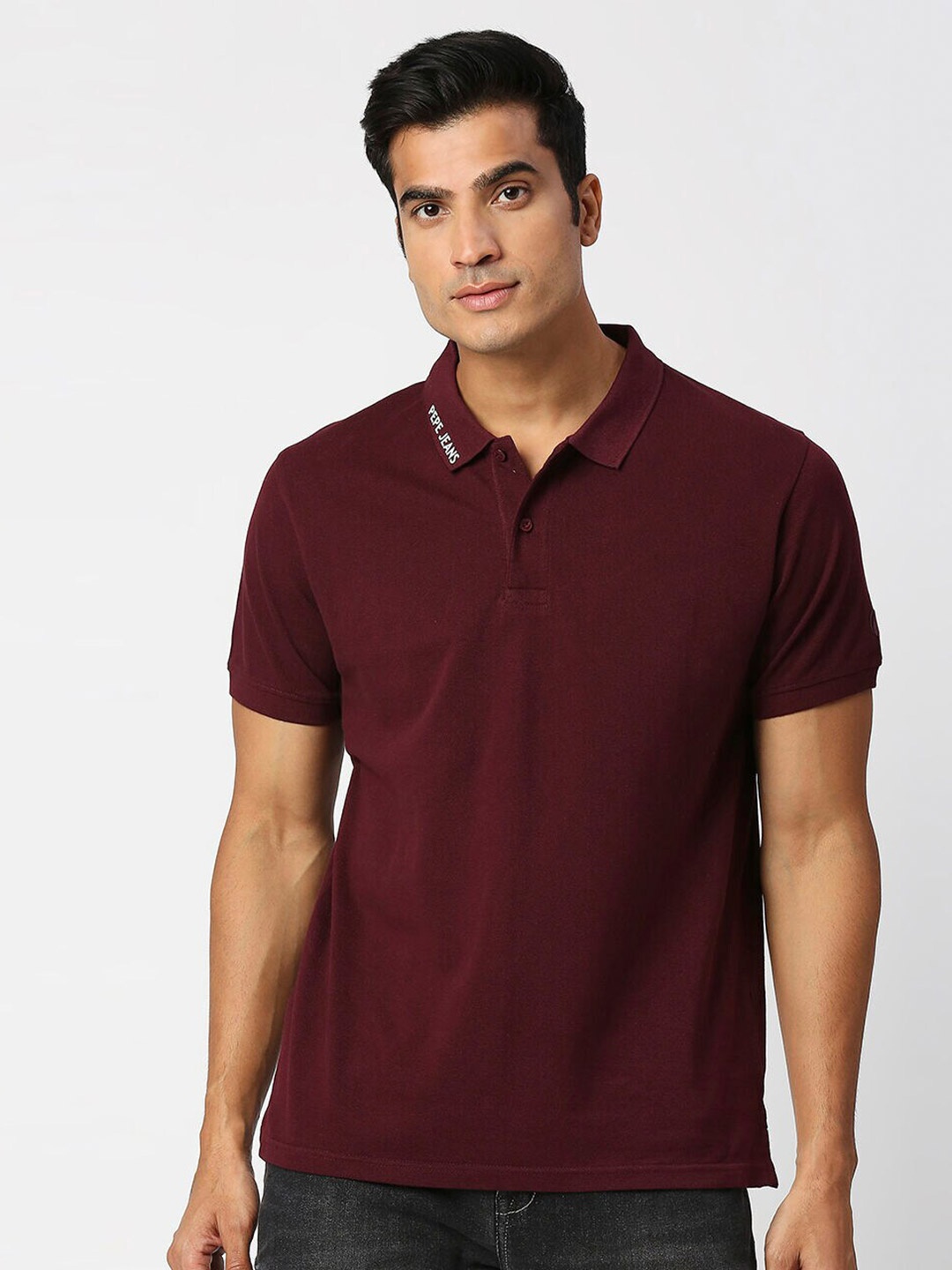 

Pepe Jeans Men Polo Collar Pure Cotton T-shirt, Magenta