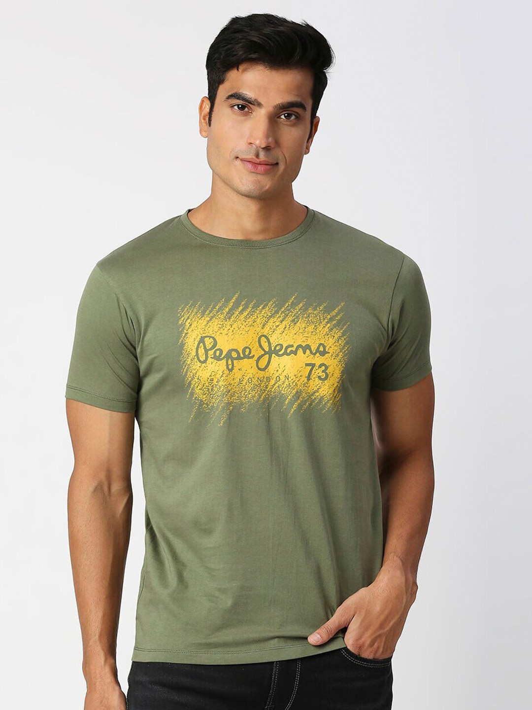 

Pepe Jeans Typography Printed Cotton T-shirt, Green
