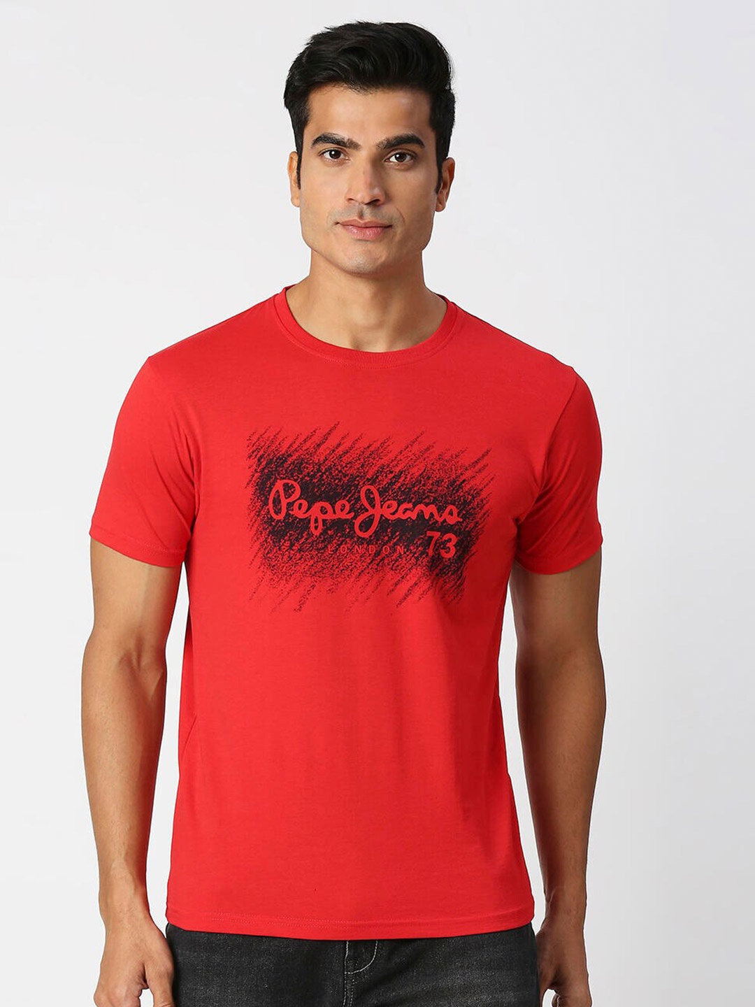 

Pepe Jeans Typography Printed Slim Fit Cotton T-shirt, Red