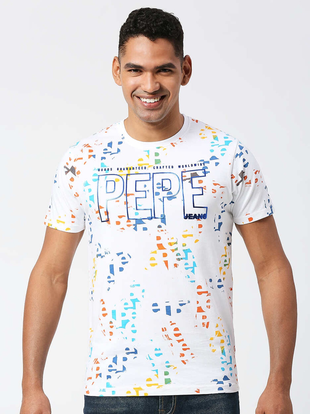 

Pepe Jeans Typography Printed Pure Cotton Slim Fit T-shirt, White