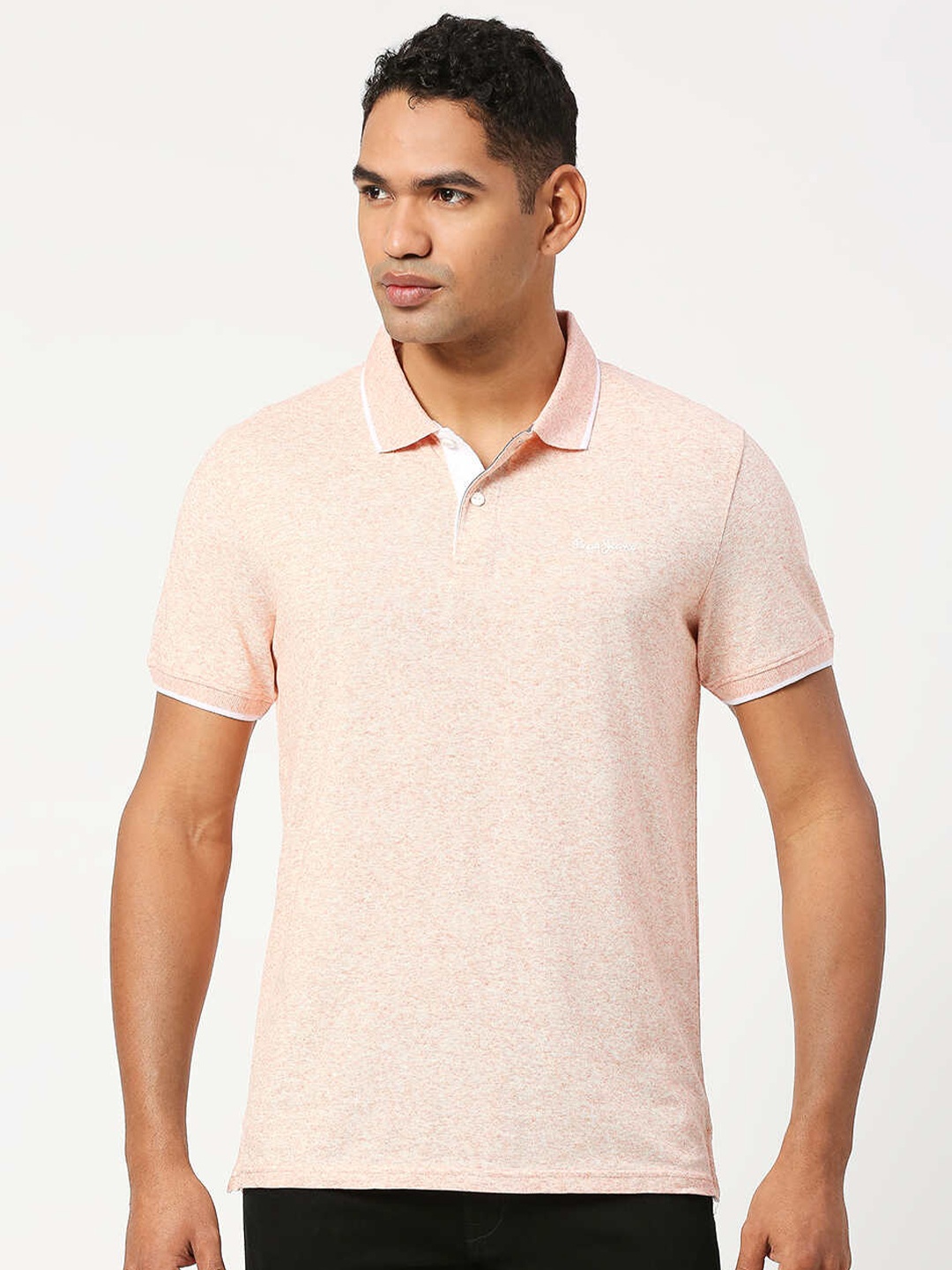 

Pepe Jeans Short Sleeve Polo Collar Pure Cotton T-shirt, Peach