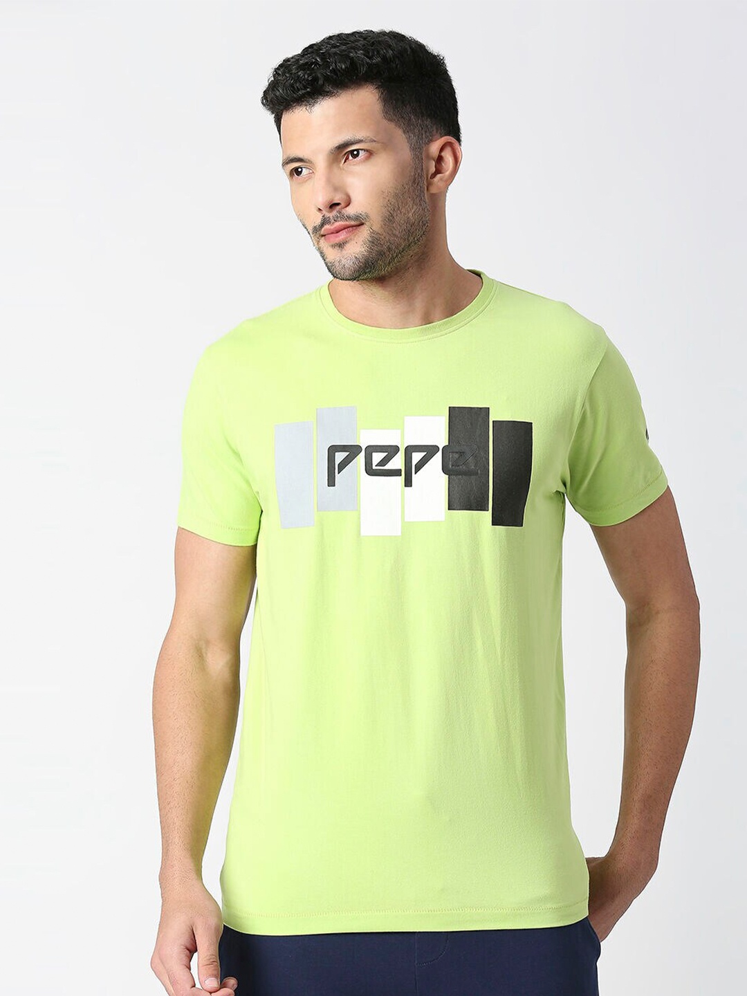 

Pepe Jeans Typography Printed Round Neck Pure Cotton T-shirt, Lime green