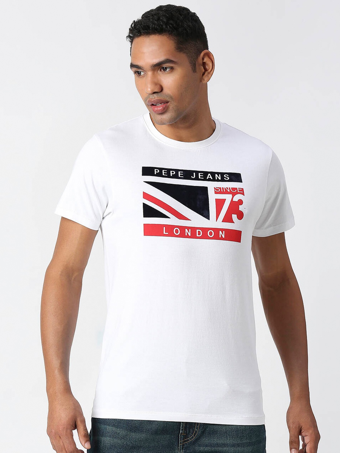 

Pepe Jeans Graphic Printed Pure Cotton Slim Fit T-shirt, White