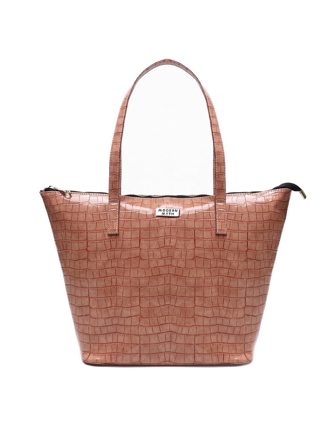 

MODERN MYTH Textured Structured Tote Bag, Orange