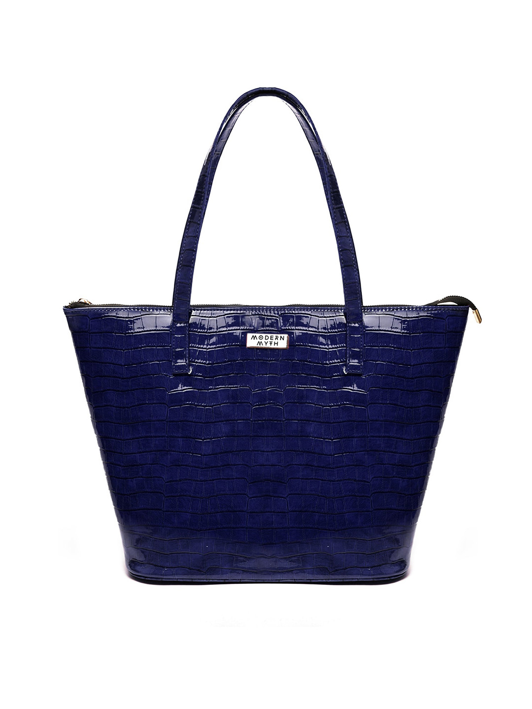 

MODERN MYTH Textured Structured Tote Bag, Blue