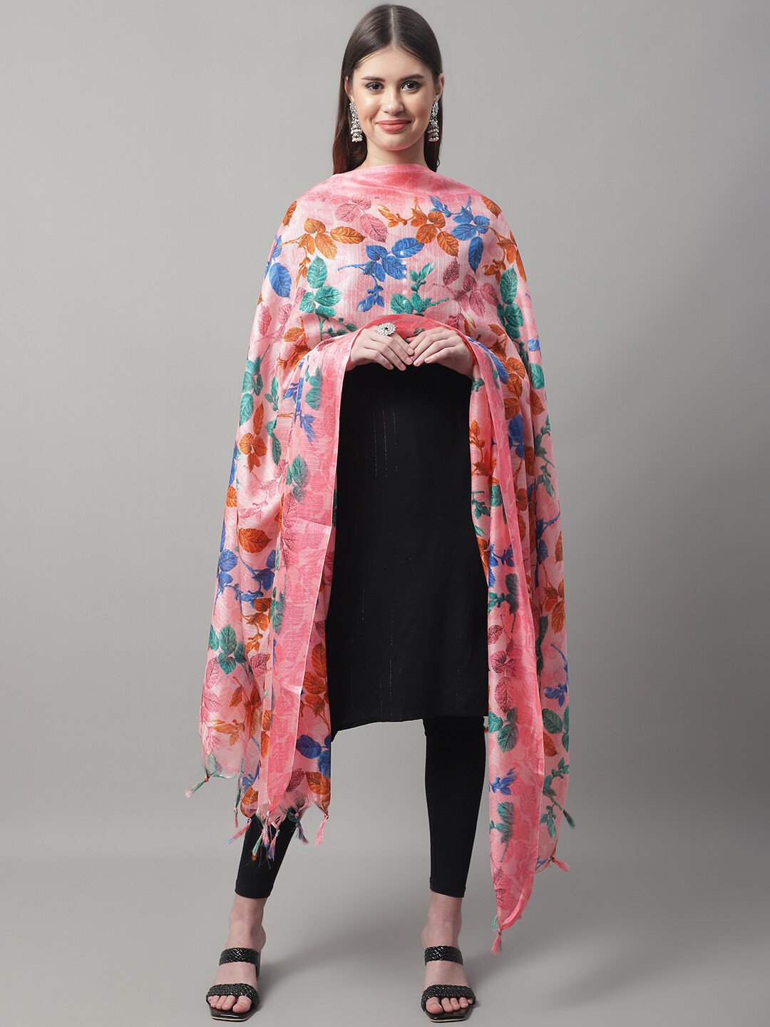 

LOOM LEGACY Ethnic Motifs Printed Dupatta, Orange