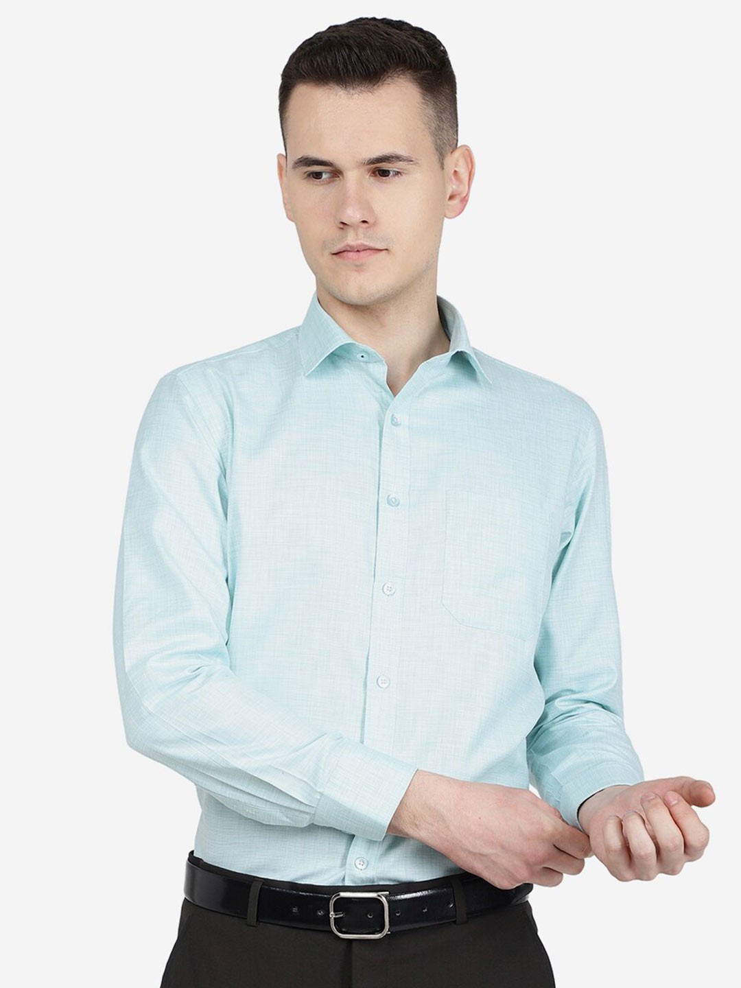 

Greenfibre Long Sleeves Slim Fit Formal Cotton Shirt, Sea green