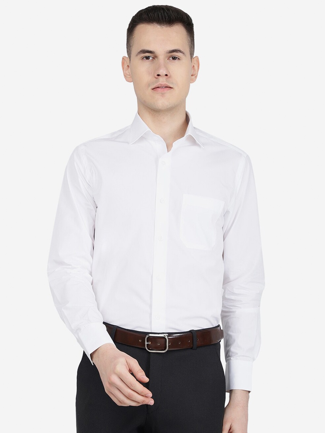 

METAL Slim Fit Formal Cotton Shirt, White