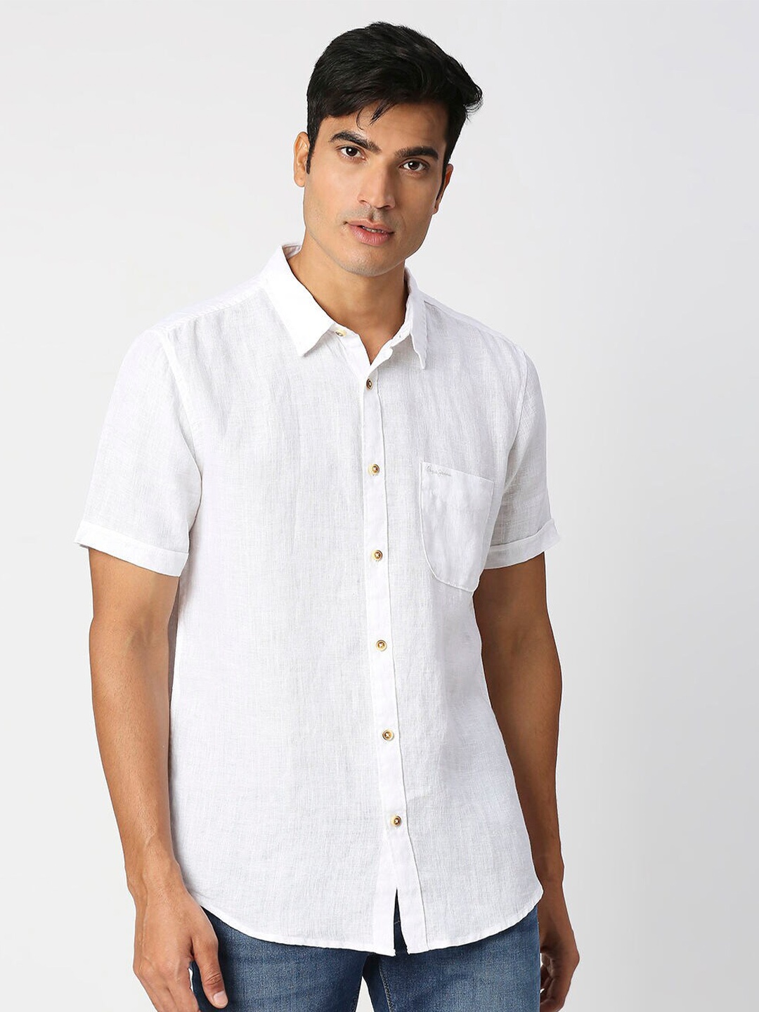 

Pepe Jeans Spread Collar Pure Linen Casual Shirt, White