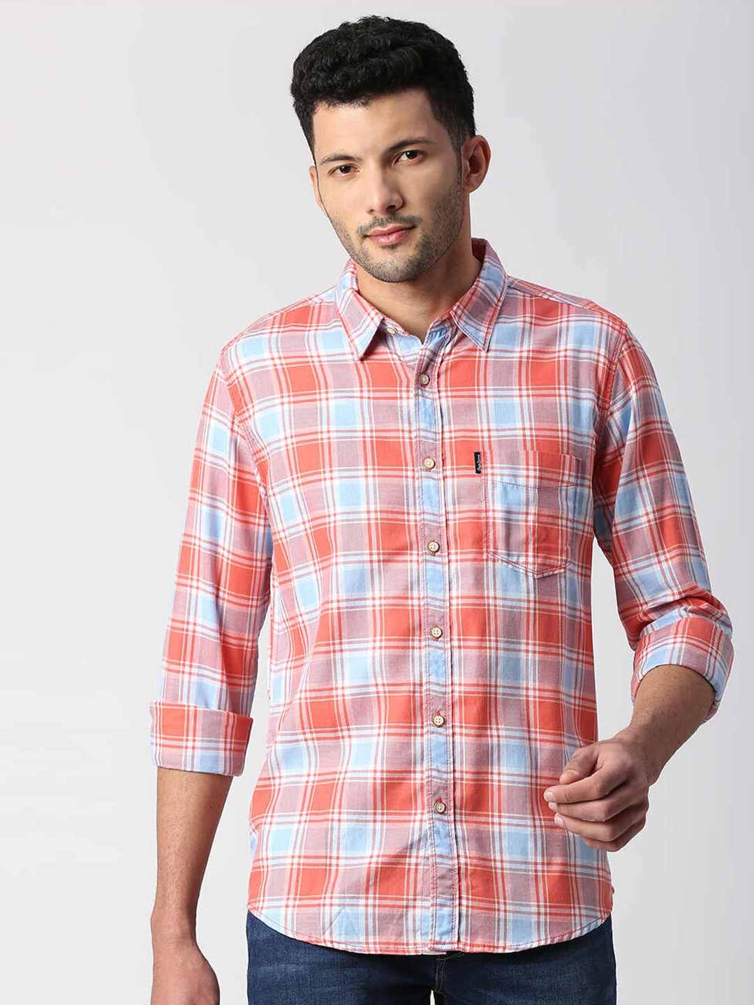 

Pepe Jeans Tartan Checked Relaxed Casual Shirt, Coral